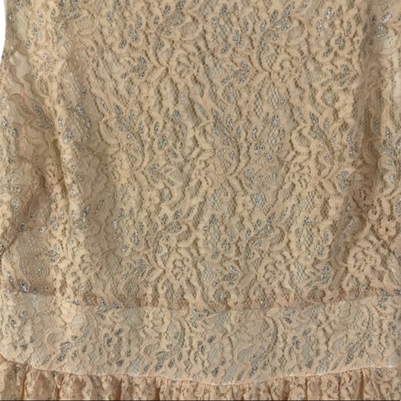 Loft Cream Sparkly Lace Sleeveless Mini Dress Size 10 - Picture 7 of 7